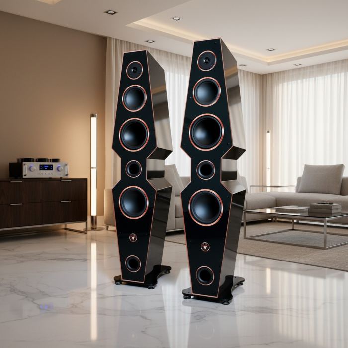 1 Paar imposante High End Hi-Fi Design Standlautsprecher 150 Watt RMS 8 Ohm/Box