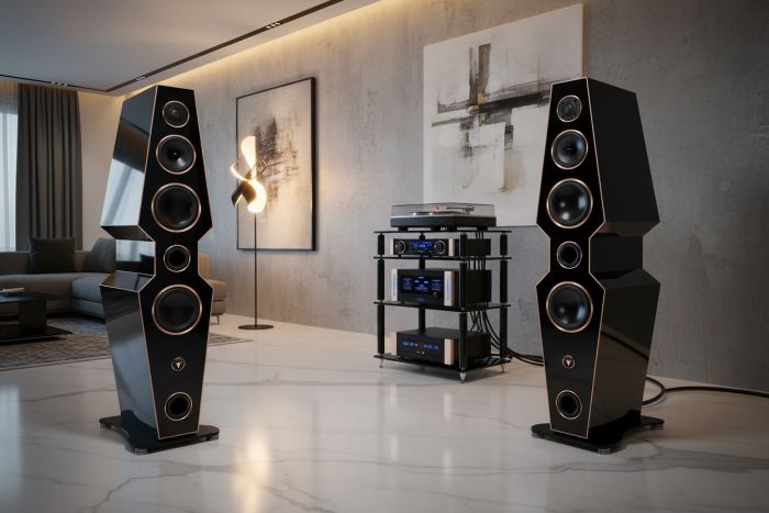 1 Paar imposante High End Hi-Fi Design Standlautsprecher 150 Watt RMS 8 Ohm/Box