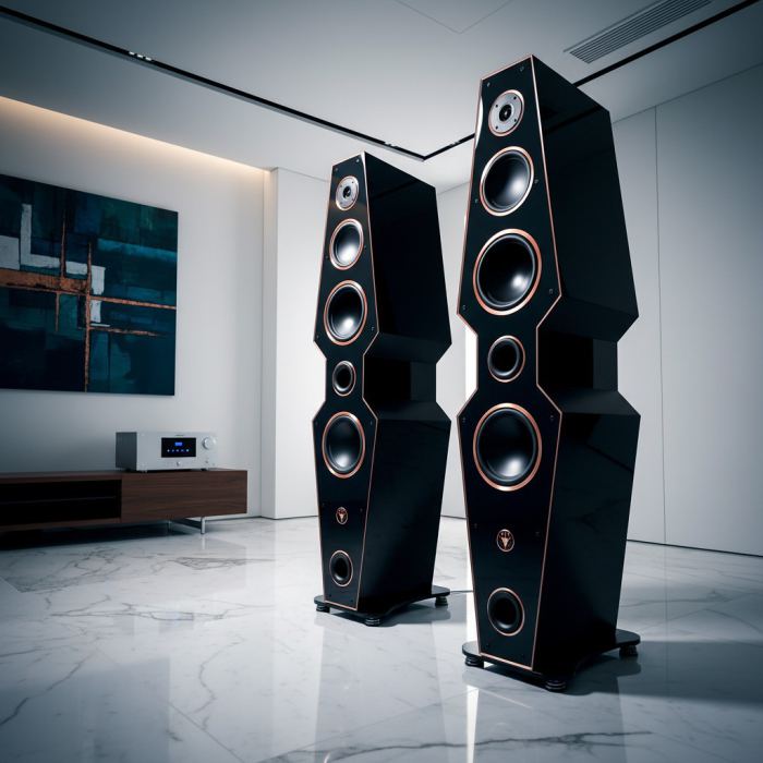 1 Paar imposante High End Hi-Fi Design Standlautsprecher 150 Watt RMS 8 Ohm/Box