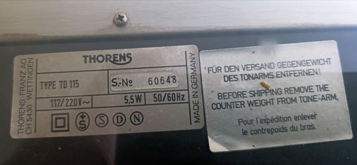 plattenspieler thorens TD 115